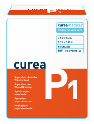 CUREA P1 superabsorb.Wundauflage 7,5x7,5 cm